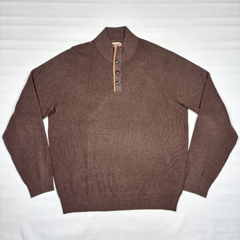 RedHead Bass Pro Shops Brown Knit 1/4 Button Mock Neck Pullover Sweater Mens L